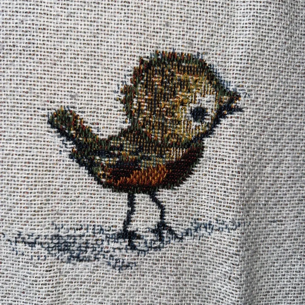 Christmas Winter Woven Tapestry Throw Snowman Fringe Woodland Creatures 52X47 In